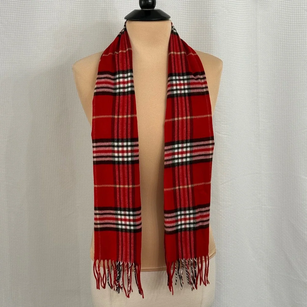 Croft & Barrow Classic Red, Black, White & Gold Plaid Scarf